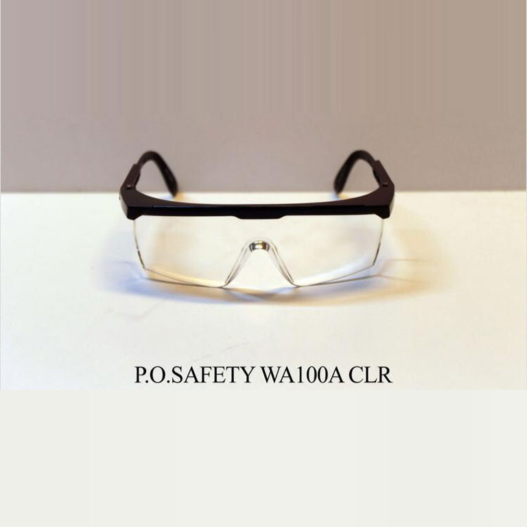 عینک ایمنی برند P.O.SAFETY WA100A CLR لنز بی‌رنگ